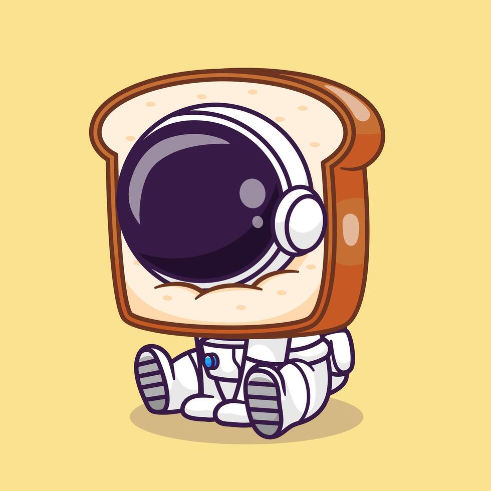 söt astronaut med bröd tecknad serie vektor ikon illustration. vetenskap mat ikon begrepp isolerat premie vektor. platt tecknad serie stil