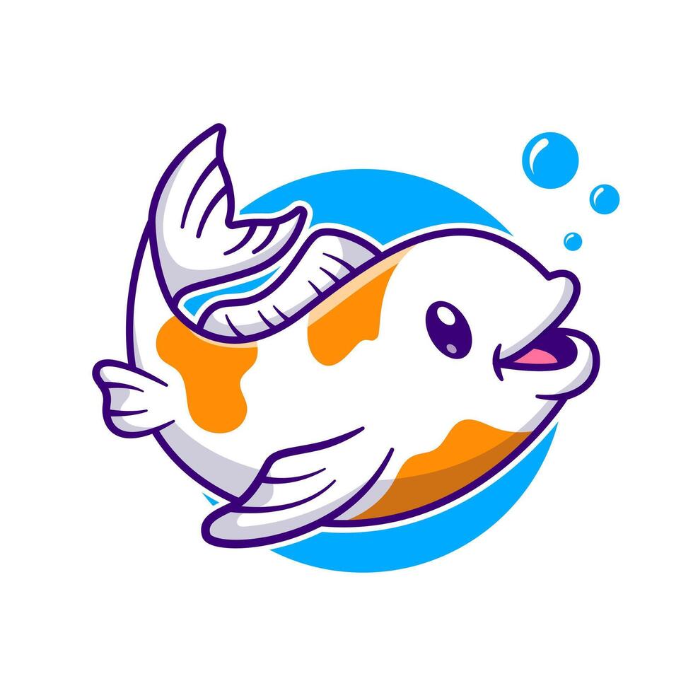süß Koi Fisch Schwimmen Karikatur Vektor Symbol Illustration. Tier Natur Symbol Konzept isoliert Prämie Vektor. eben Karikatur Stil