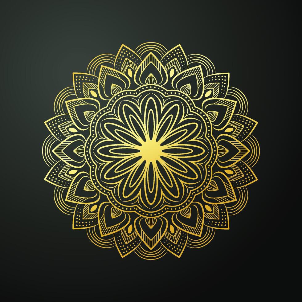 vektor lyx dekorativ mandala bakgrund design med gyllene arabesk och blommig hörn ram arabicum islamic öst stil