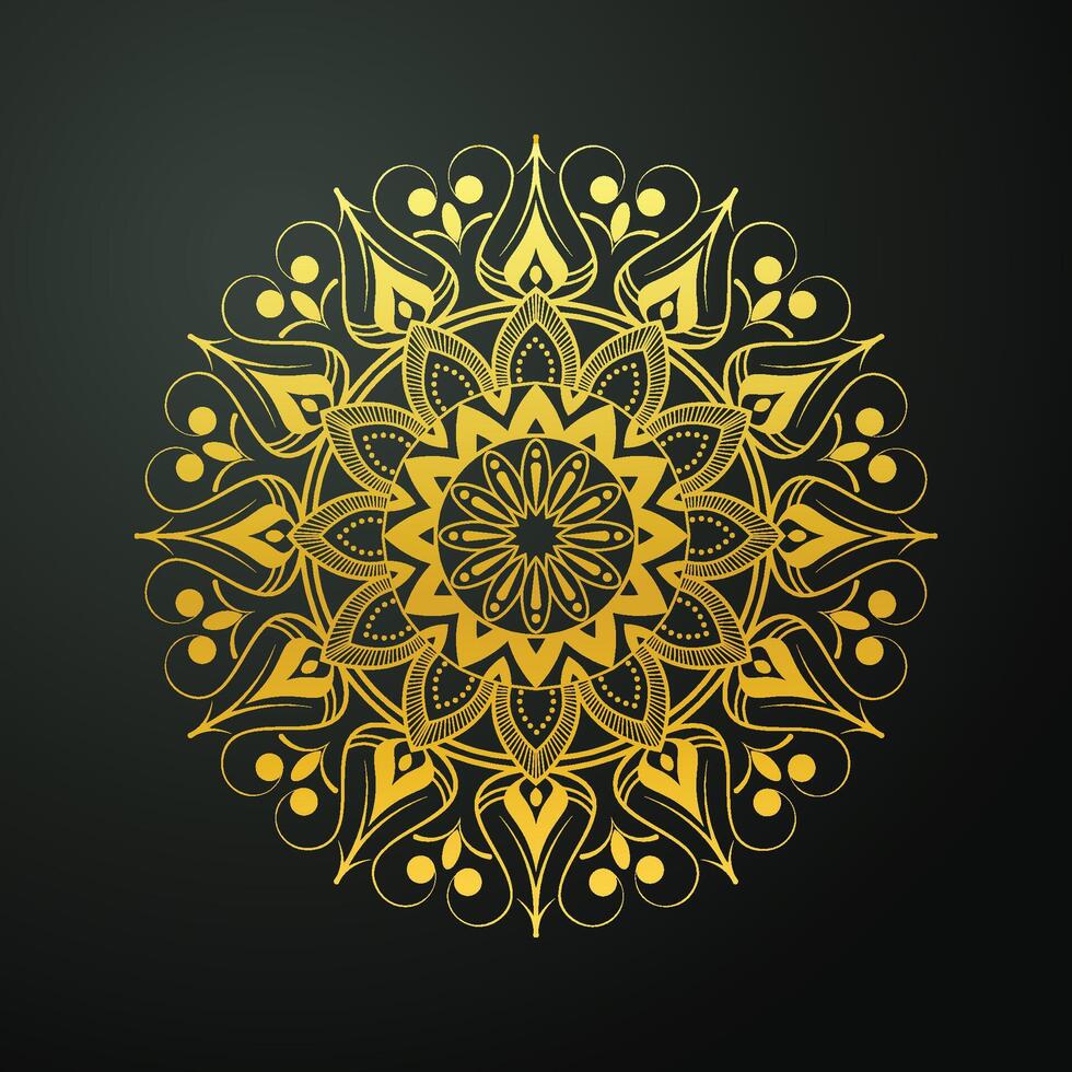 vektor lyx dekorativ mandala bakgrund design med gyllene arabesk och blommig hörn ram arabicum islamic öst stil