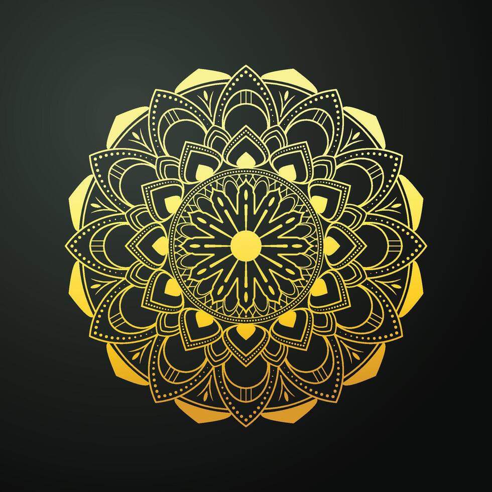 vektor lyx dekorativ mandala bakgrund design med gyllene arabesk och blommig hörn ram arabicum islamic öst stil