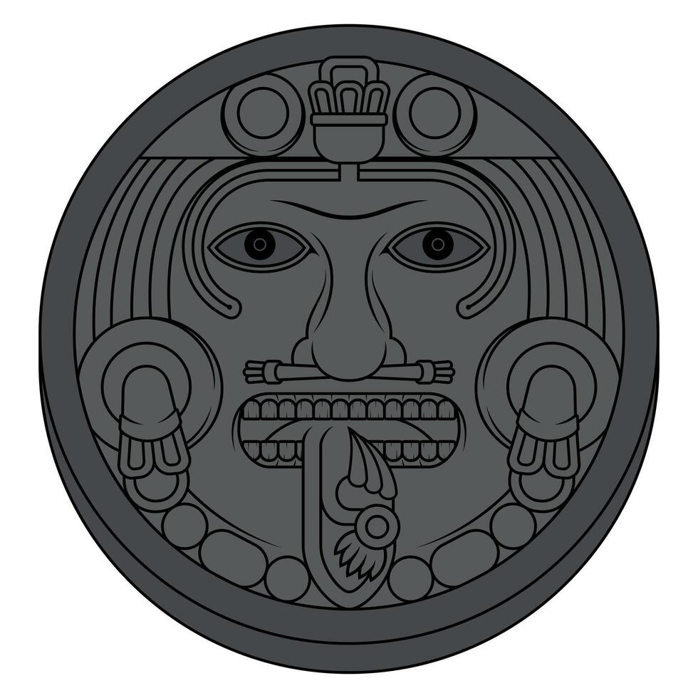 Vektor Design von aztekisch Kalender, monolithisch Platte von das uralt Mexiko, Sonne Stein von das aztekisch Zivilisation