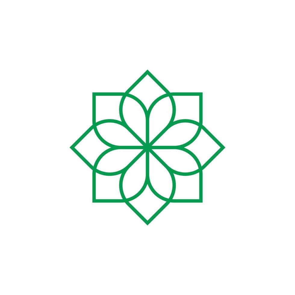 blomma linje logotyp med grön Färg vektor