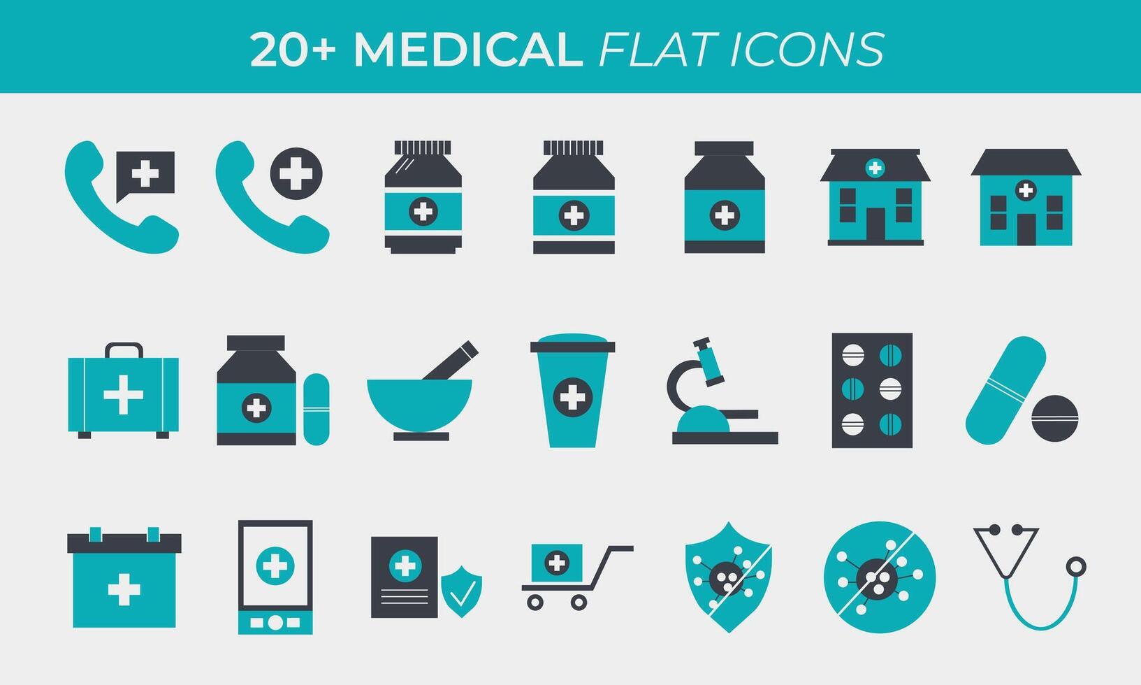 uppsättning av medicinsk och sjukvård ikoner vektor illustration samling platt ikon mjuk blå och svart Färg på vit bakgrund fylla ikon packa