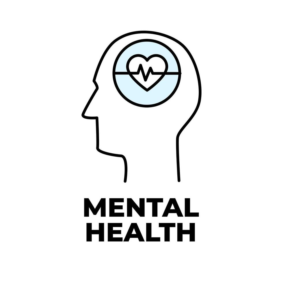 mental Gesundheit Mensch Kopf Gefühle Symbol Zeichen Gliederung Design Vektor