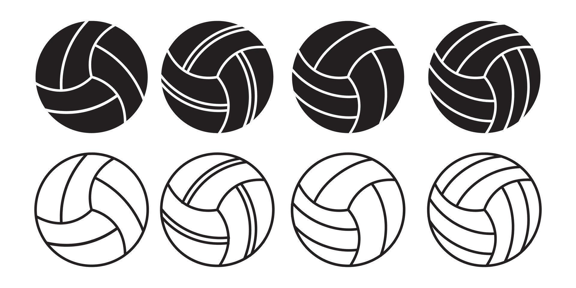 volleyboll ikoner uppsättning. svart volleyboll boll symbol uppsättning av volleyboll vektor ikoner för webb, app design,