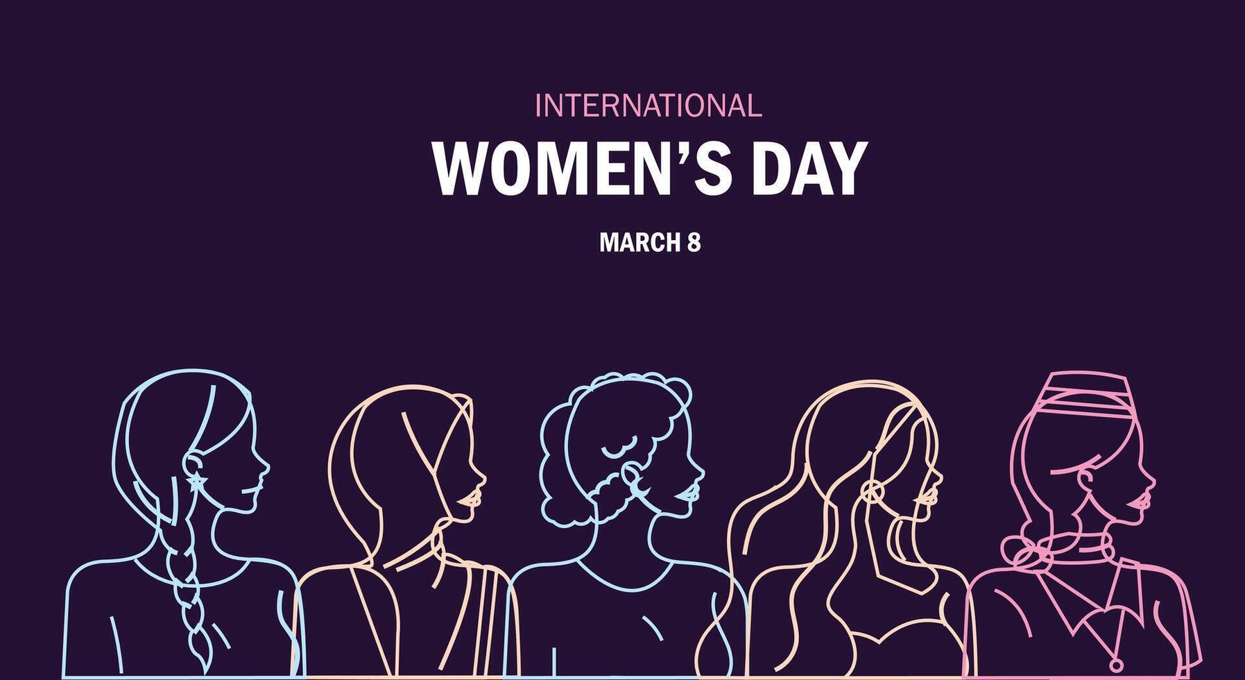kvinnors dag internationell firande. hand dragen färgrik linje konst vektor illustration