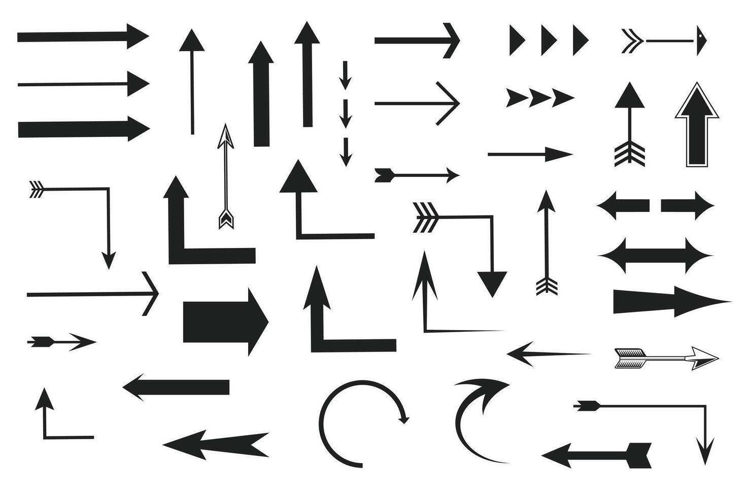 uppsättning av pilar ikon vektor illustration isolerat på vit bakgrund. lätt till storleksändring och förändra Färg