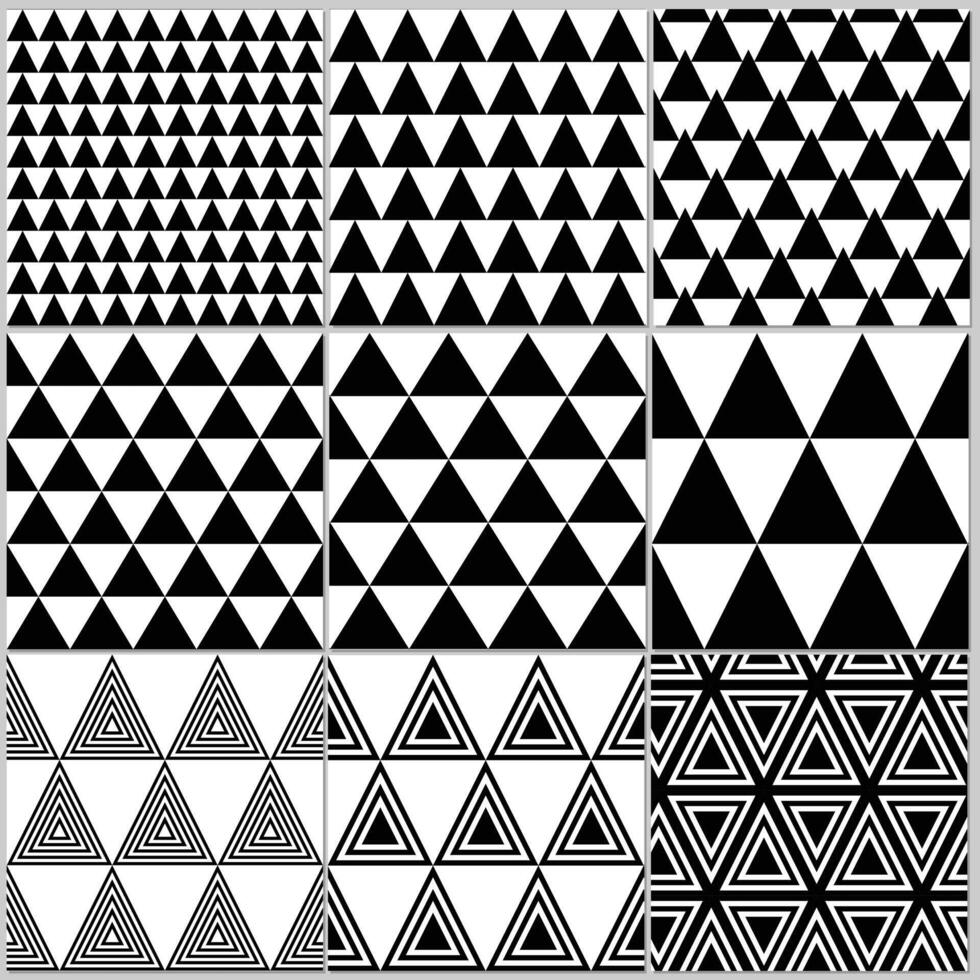 einstellen von 9 Dreieck nahtlos geometrisch Muster vektor