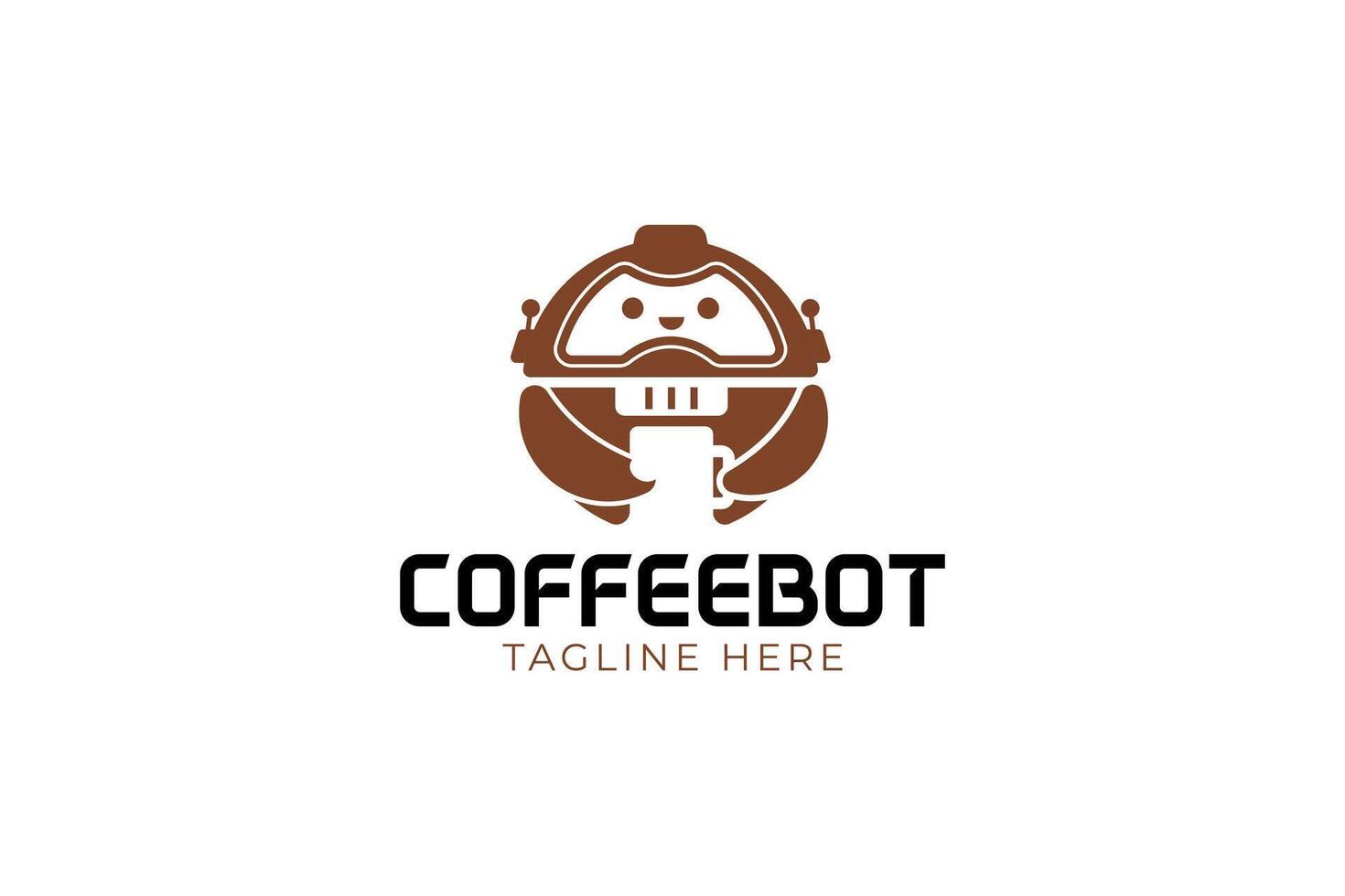 Roboter Kaffee Logo Identität und modern Kaffee Maschine Logo Konzept zum Cafe und Essen Getränk vektor