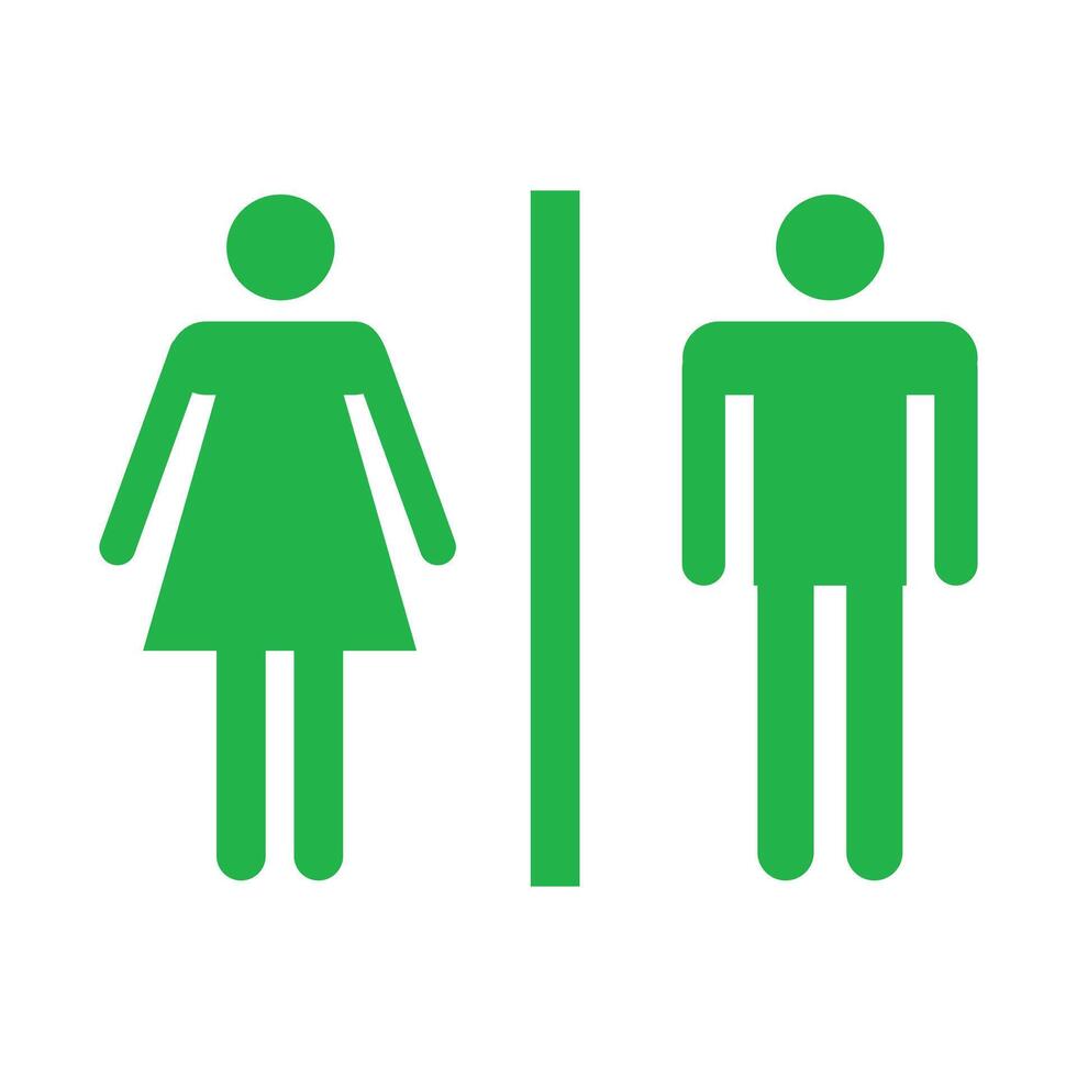 Toilette unterzeichnen. Grün Symbol auf Weiß Hintergrund. Vektor Illustration. hell farbig einfach Symbol Illustration. Elemente von Grafik Design Symbole im Öffentlichkeit setzt