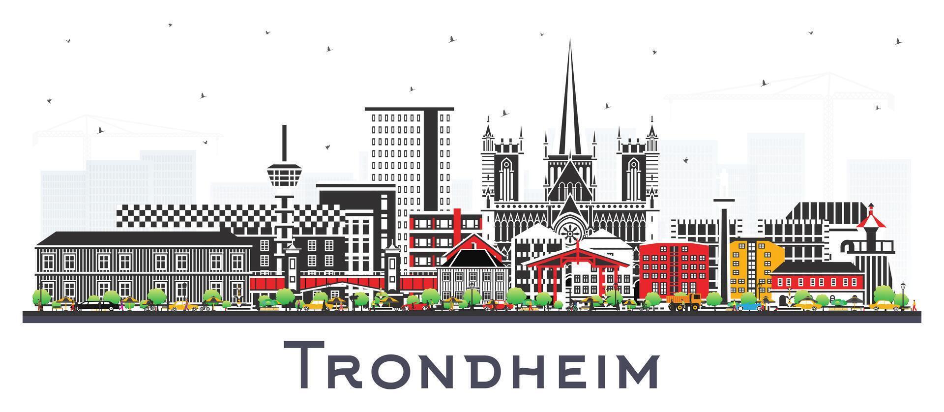 trondheim Norwegen Stadt Horizont mit Farbe Gebäude isoliert auf Weiß. trondheim Stadtbild mit Sehenswürdigkeiten. Geschäft Reise und Tourismus Konzept mit historisch die Architektur. vektor