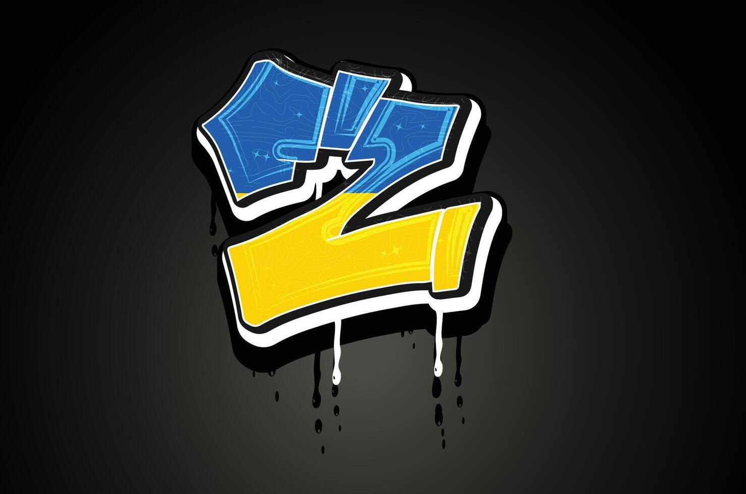 Ukraine Flagge z Hand Beschriftung Graffiti Vektor Vorlage