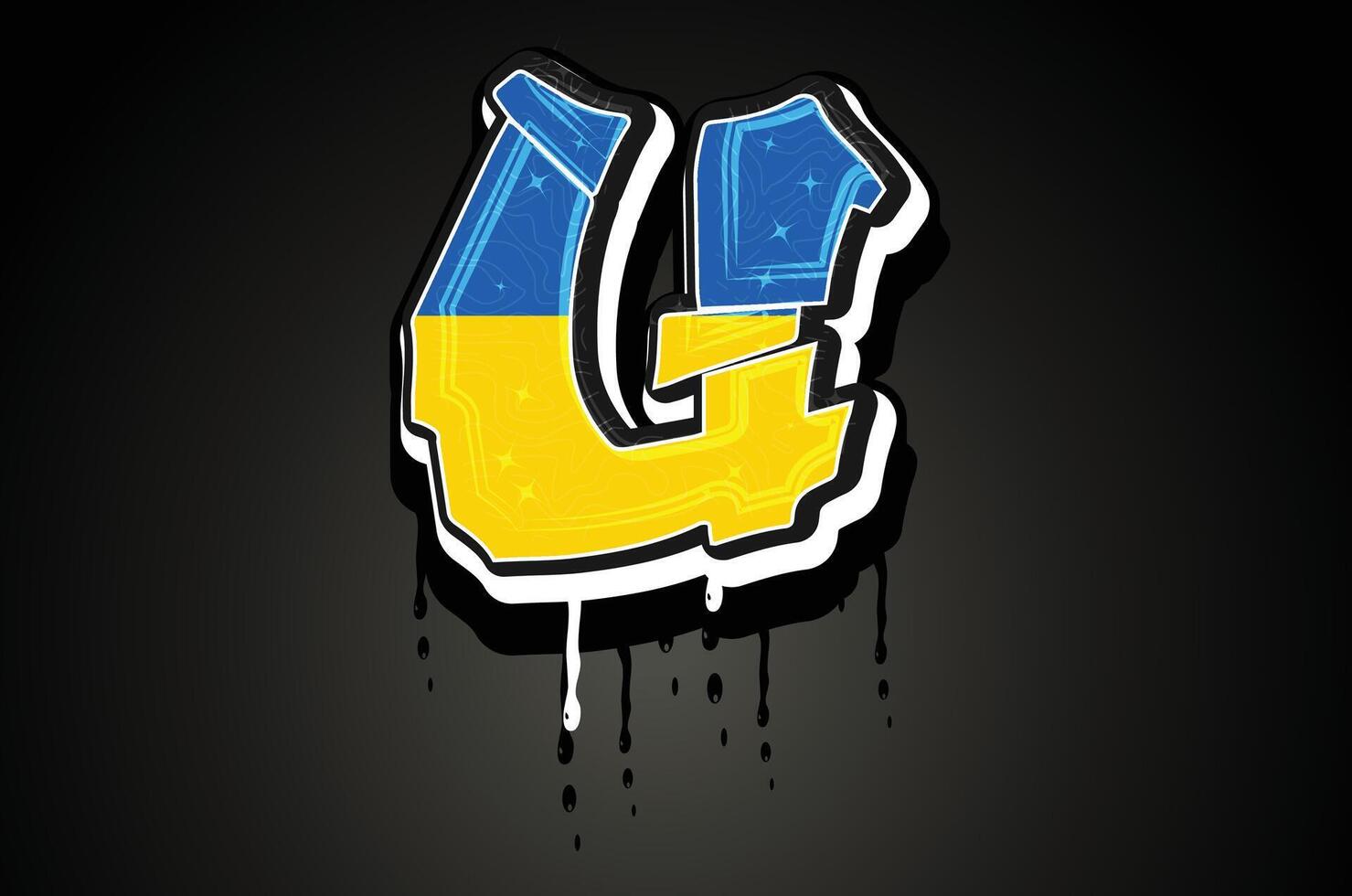 Ukraine Flagge u Hand Beschriftung Graffiti Vektor Vorlage