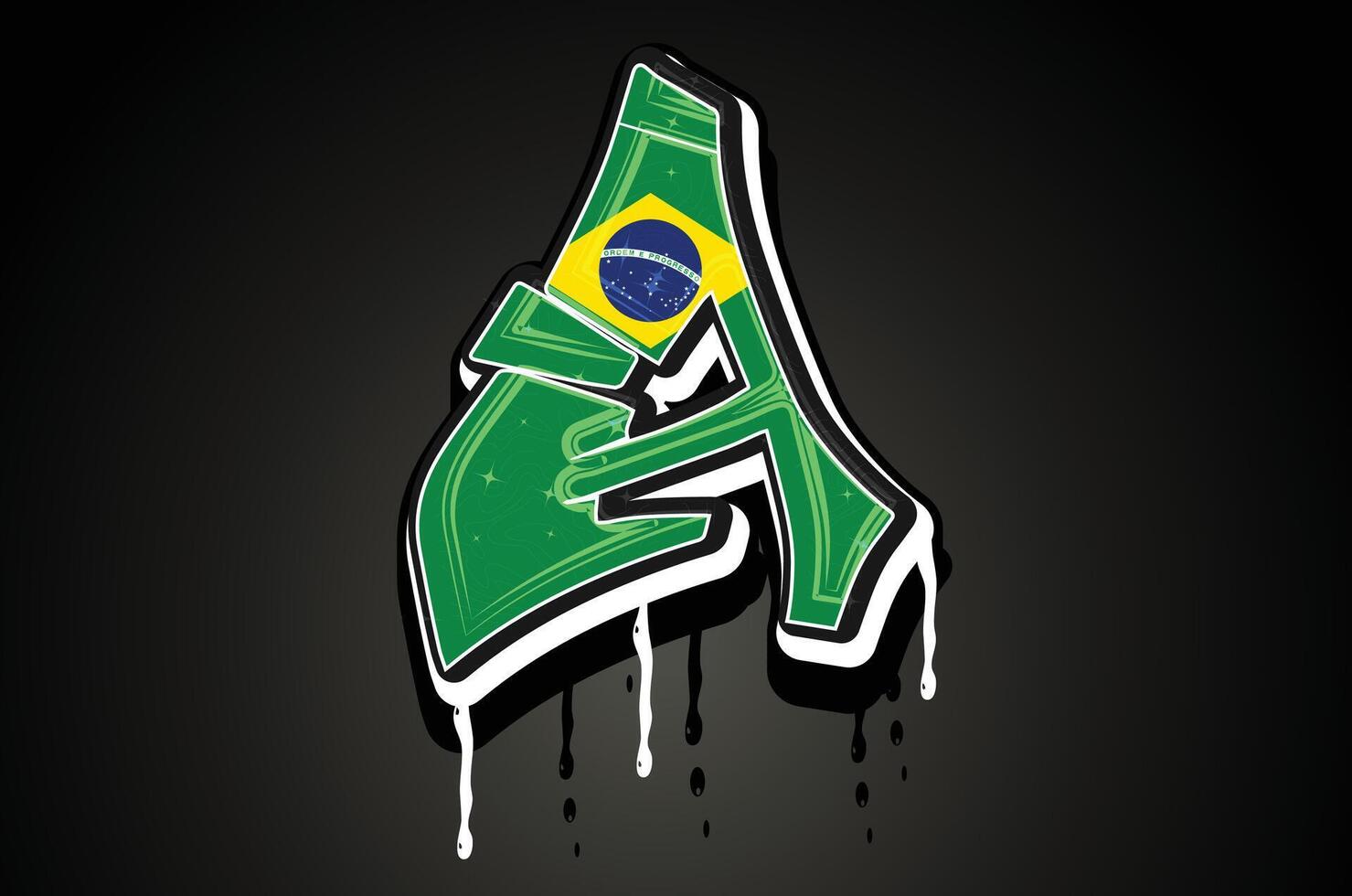 Brasilien Flagge ein Hand Beschriftung Graffiti Vektor Vorlage