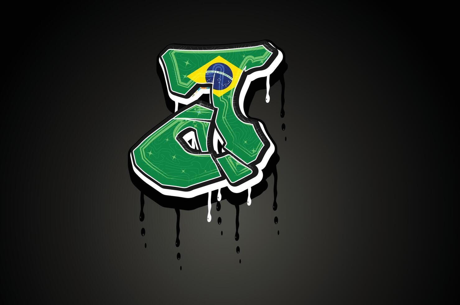 Brasilien Flagge j Hand Beschriftung Graffiti Vektor Vorlage