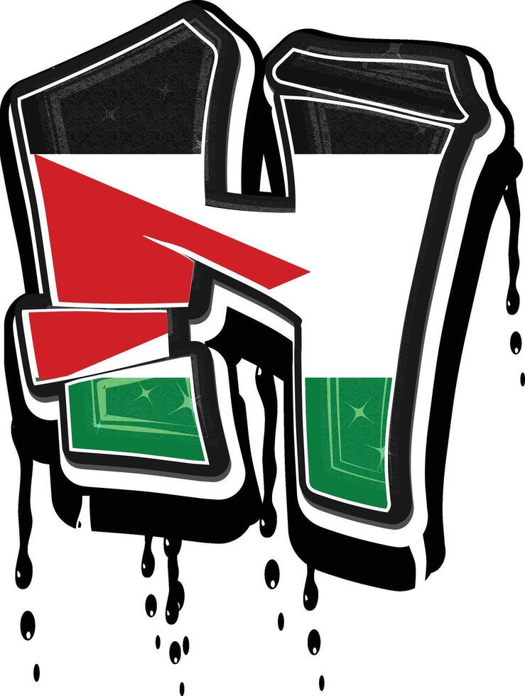 Palästina Flagge Hand Beschriftung Typografie Vektor Vorlage