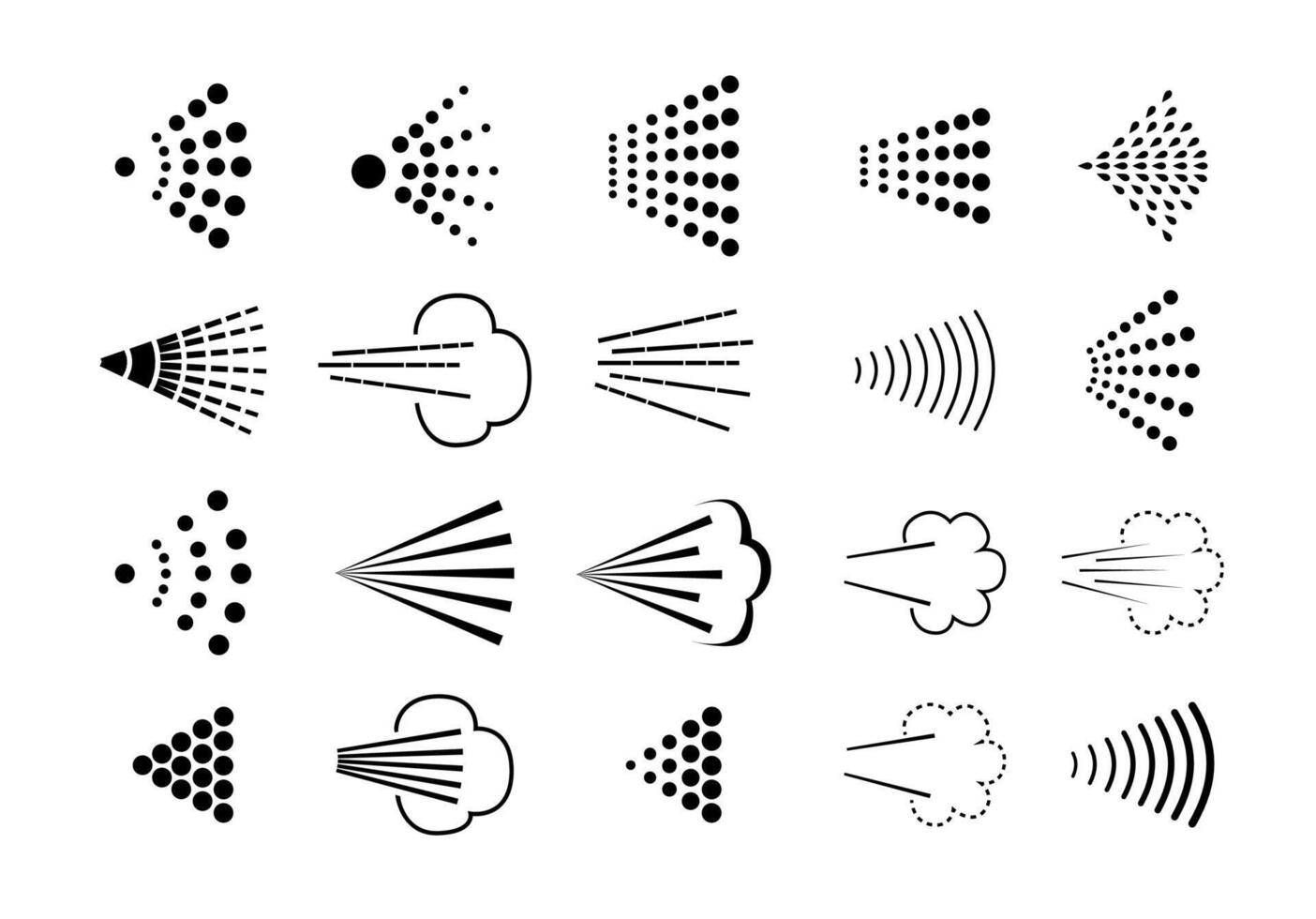 sprühen Symbole Satz. sprühen Dampf vektor