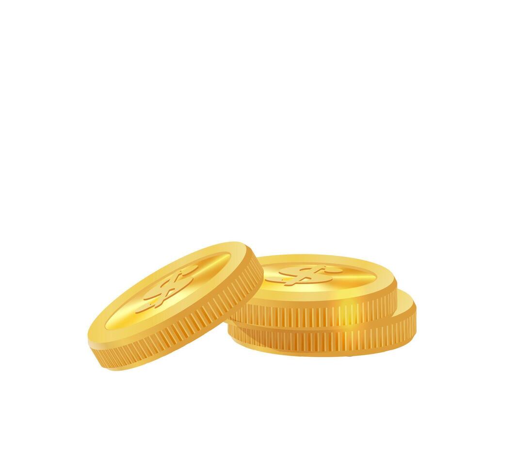 realistisk gyllene mynt lugg. stackar vektor
