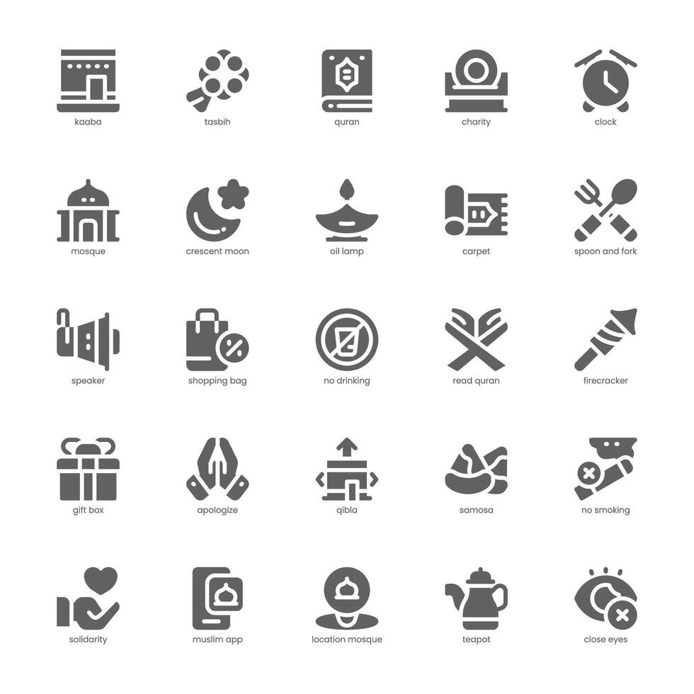 eid und Ramadan Symbol Pack zum Ihre Webseite, Handy, Mobiltelefon, Präsentation, und Logo Design. eid und Ramadan Symbol Glyphe Design. Vektor Grafik Illustration und editierbar Schlaganfall.