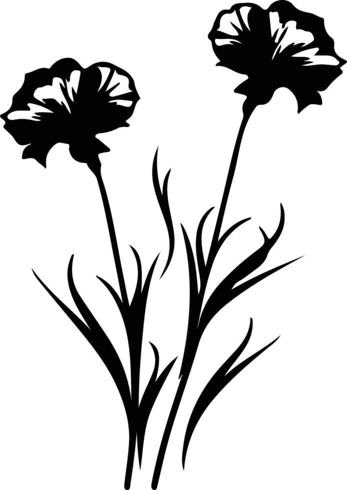 ai generiert Dianthus schwarz Silhouette vektor