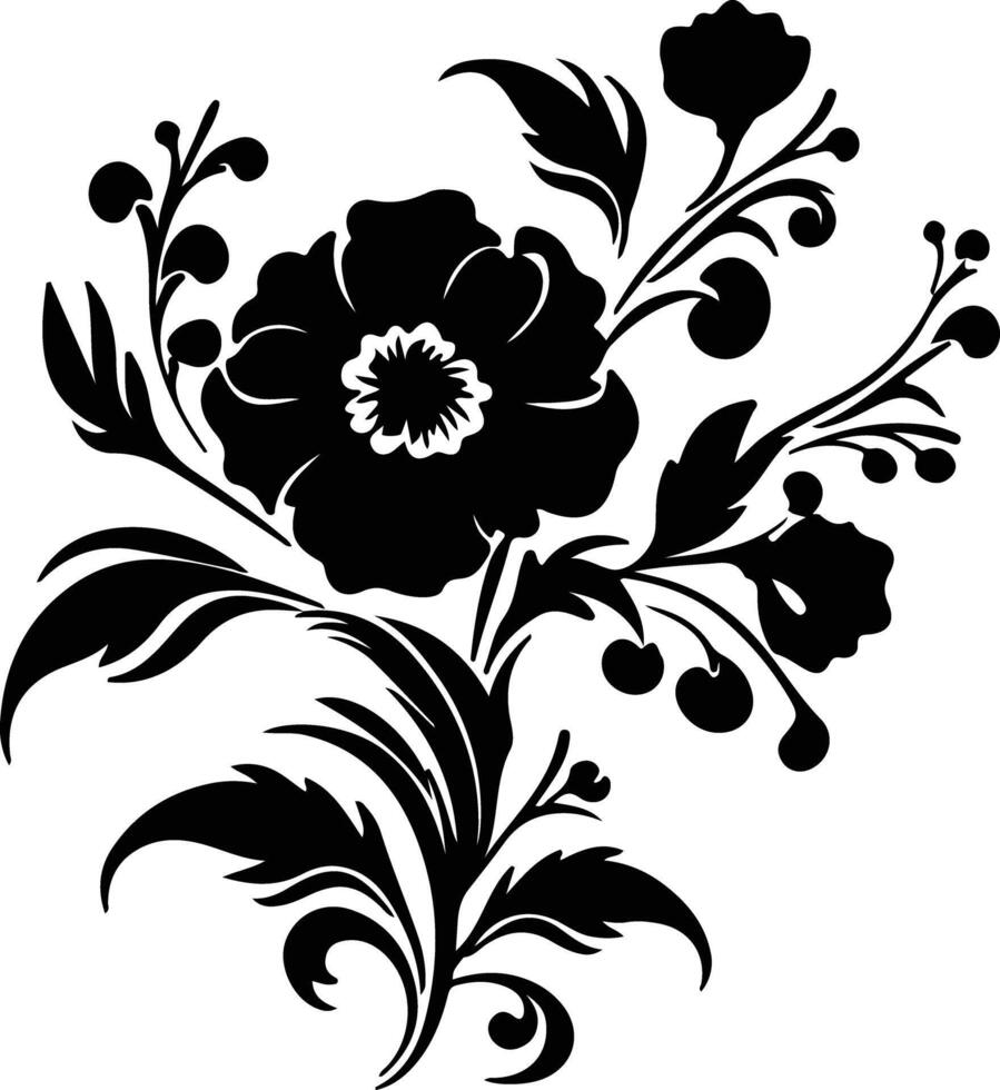 ai genererad blomma svart silhuett vektor