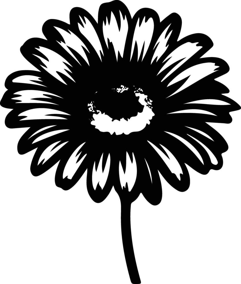 ai generiert Gerbera Gänseblümchen schwarz Silhouette vektor