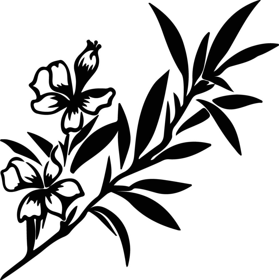ai genererad oleander svart silhuett vektor