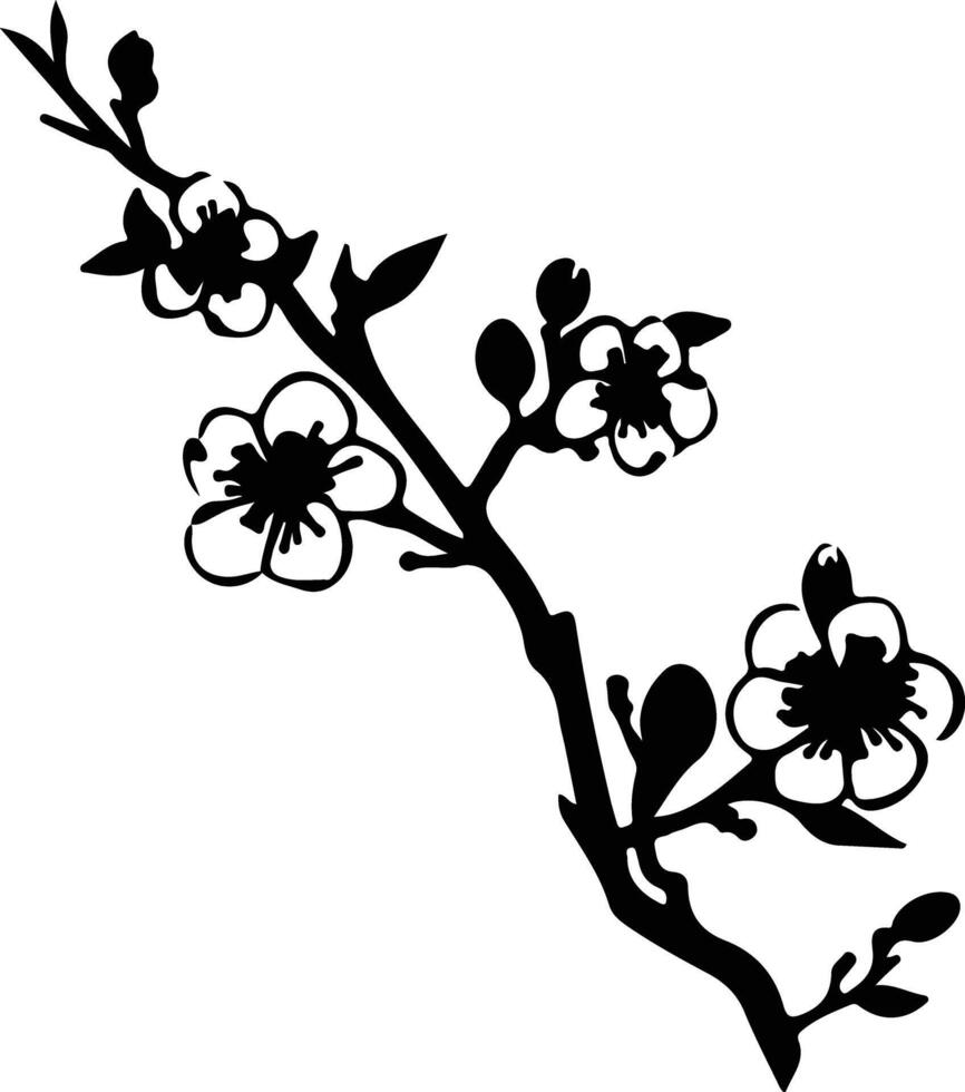 ai genererad persika blomma svart silhuett vektor