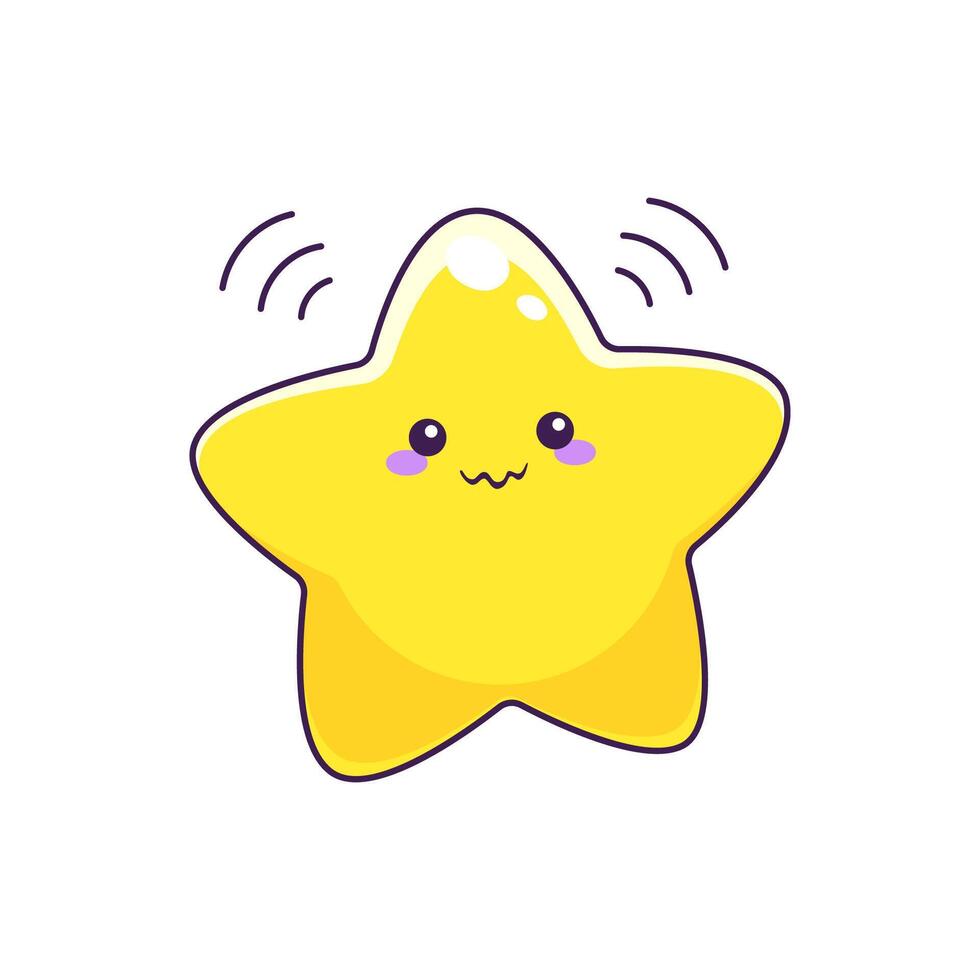 Karikatur süß kawaii Star Charakter mit schüchtern Lächeln vektor