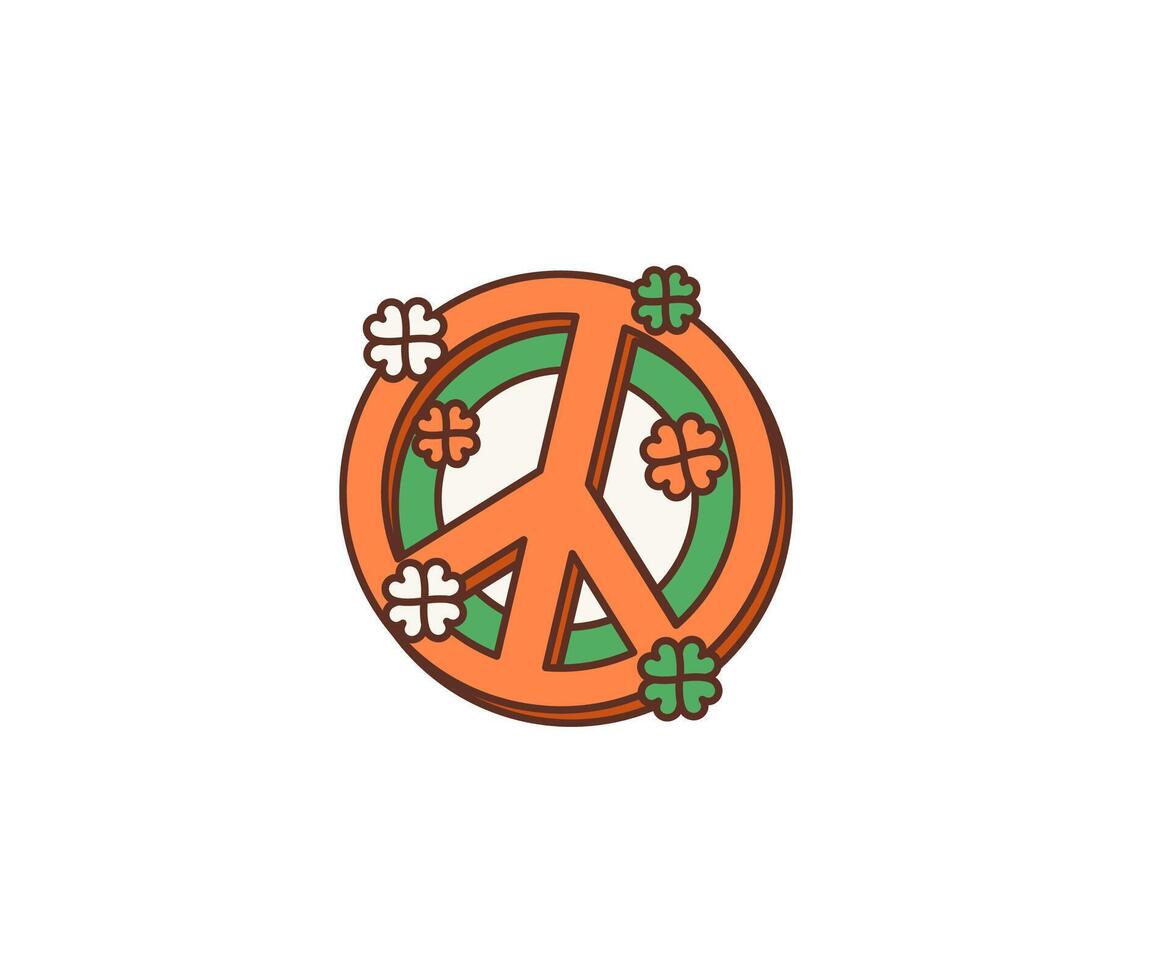 Karikatur retro Hippie Frieden Zeichen, Heilige Patrick vektor
