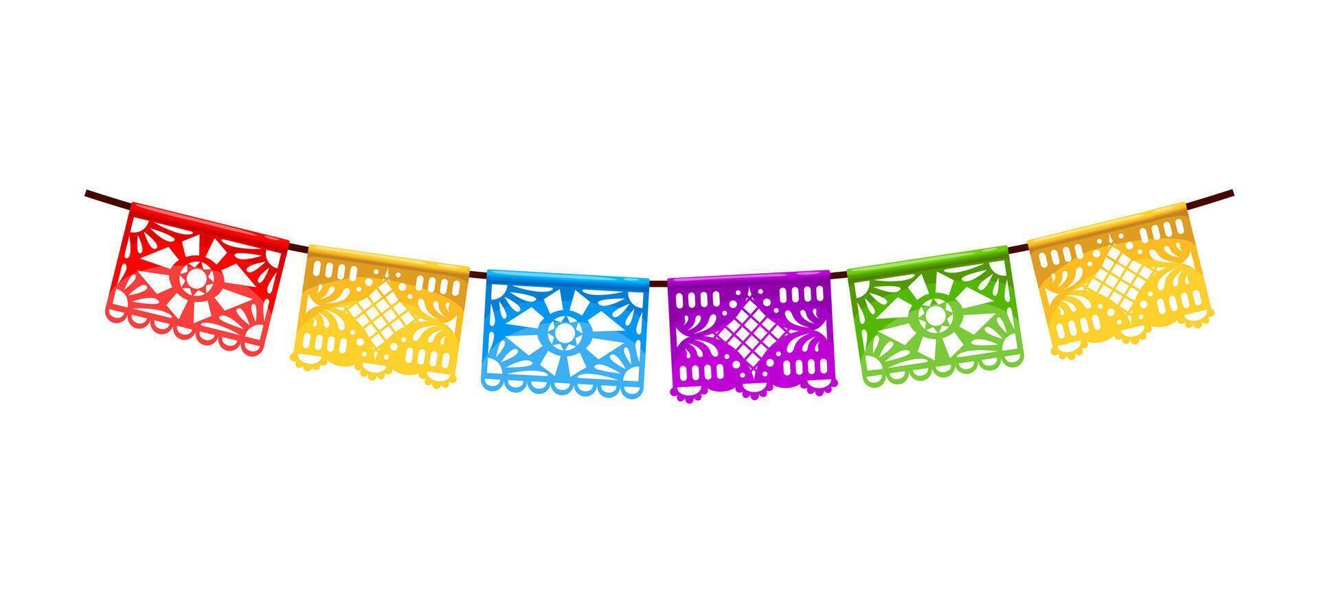 mexikansk cinco de mayo Semester papel picado flagga vektor