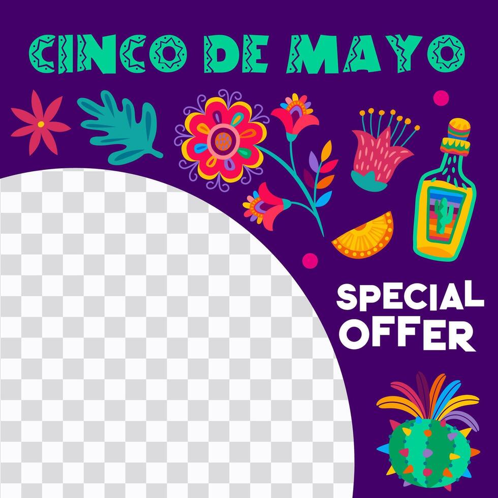 cinco de mayo särskild erbjudande baner, mexikansk kaktus vektor