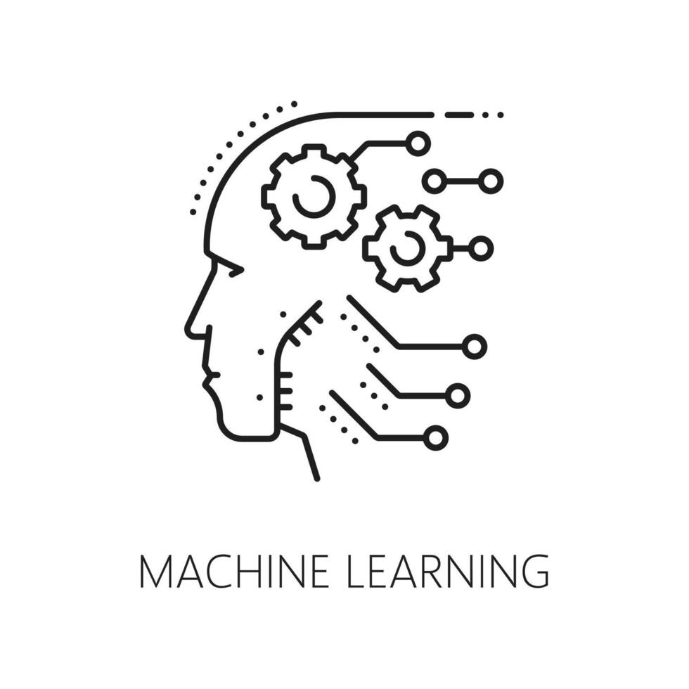 maskin inlärning, ai artificiell intelligens ikon vektor
