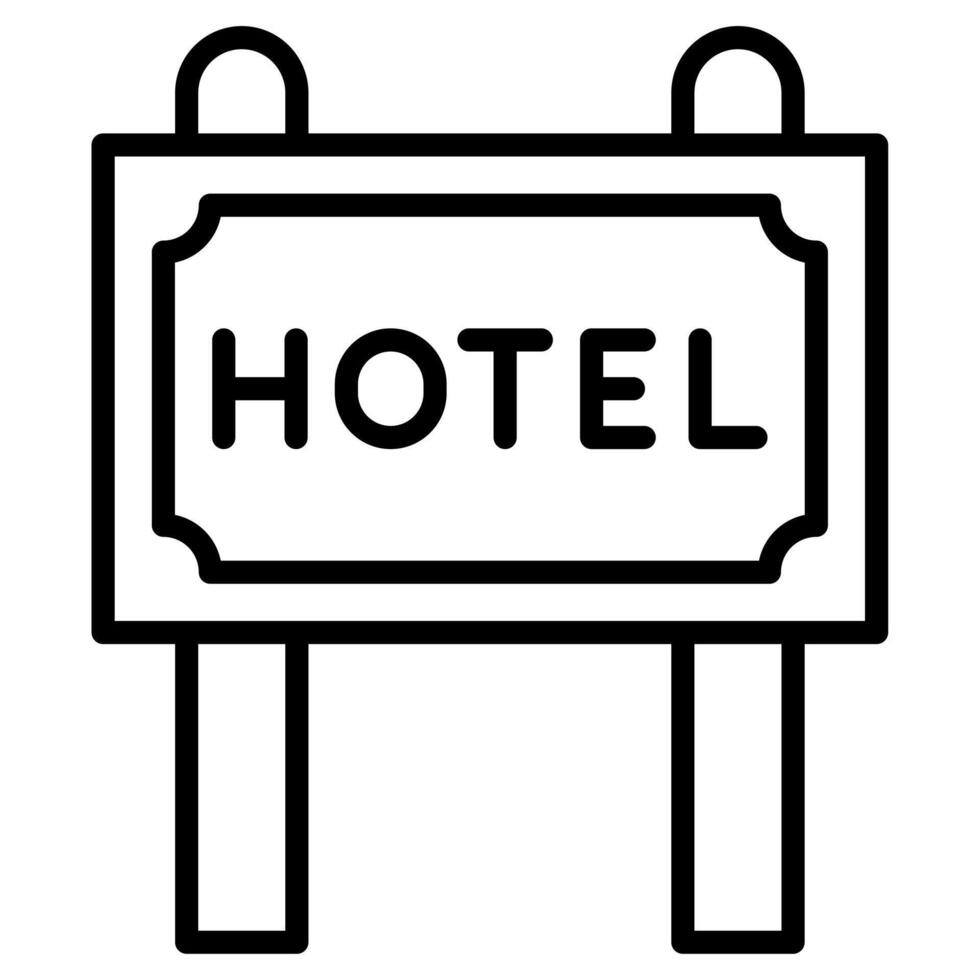 hotell Skyltning ikon linje vektor illustration