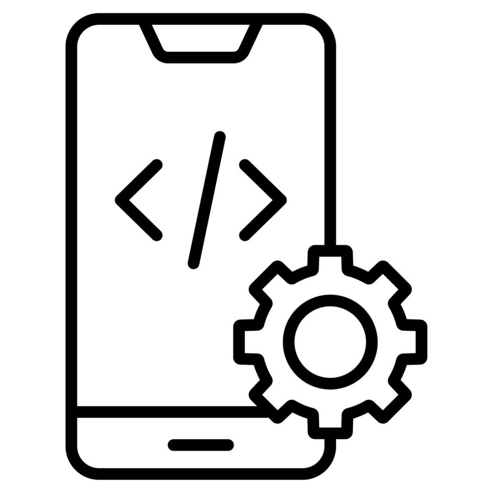 Handy, Mobiltelefon App Entwicklung Symbol Linie Vektor Illustration