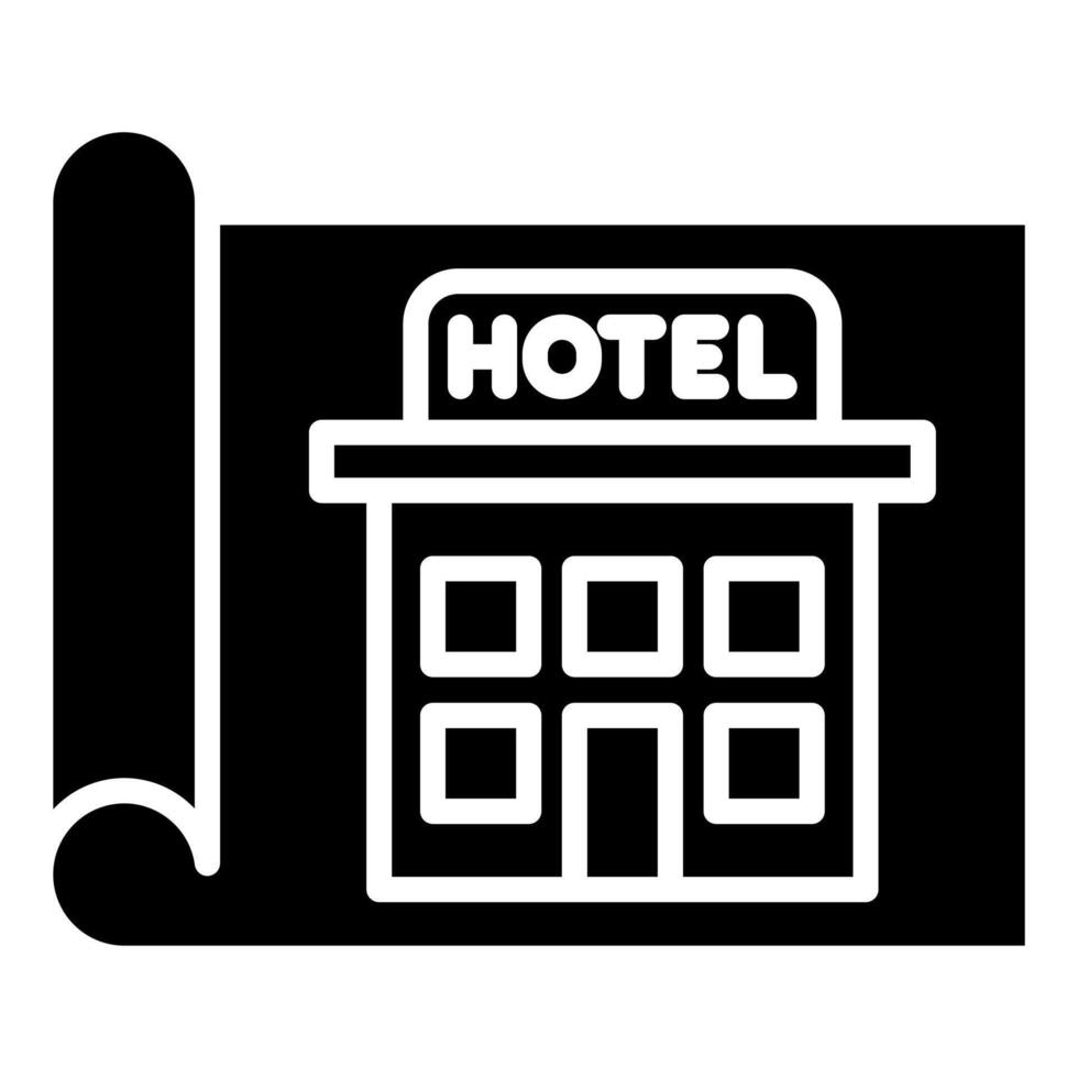 hotell plan ikon linje vektor illustration