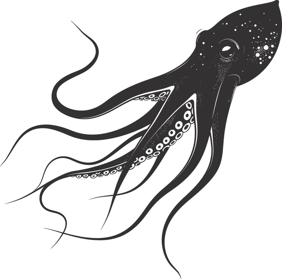 ai genererad silhuett bläckfisk djur- svart Färg endast full kropp vektor