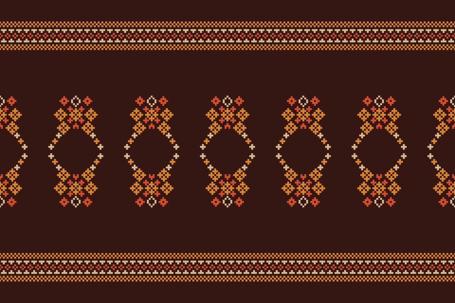 traditionell etnisk motiv ikat geometrisk tyg mönster korsa stitch.ikat broderi etnisk orientalisk pixel brun bakgrund. abstrakt, vektor, illustration. textur, halsduk, dekoration, tapeter. vektor