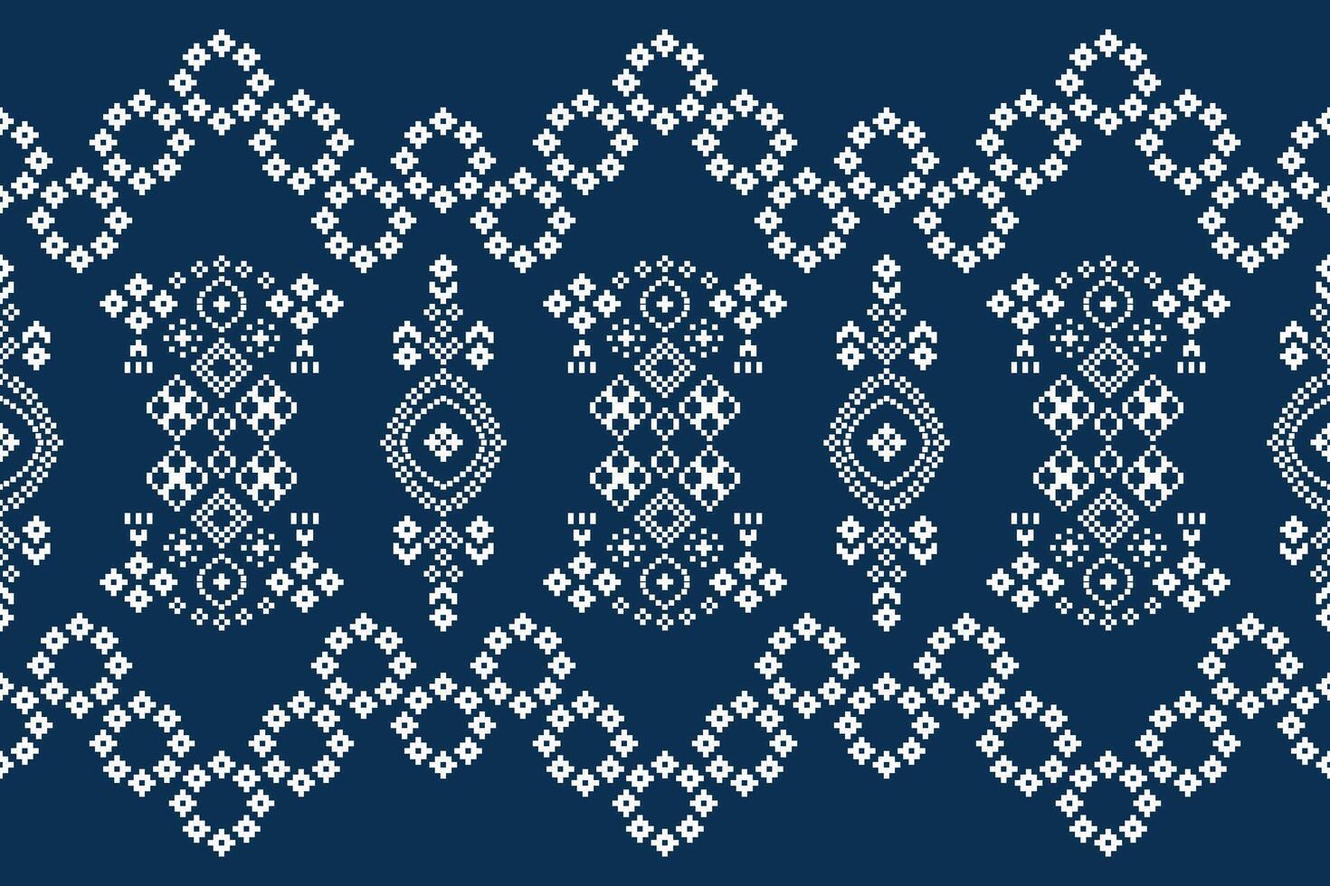 traditionell ethnisch Motive Ikat geometrisch Stoff Muster Kreuz Stich.ikat Stickerei ethnisch orientalisch Pixel Marine Blau Hintergrund. abstrakt, vektor, illustration. Textur, Schal, Dekoration, Tapete. vektor