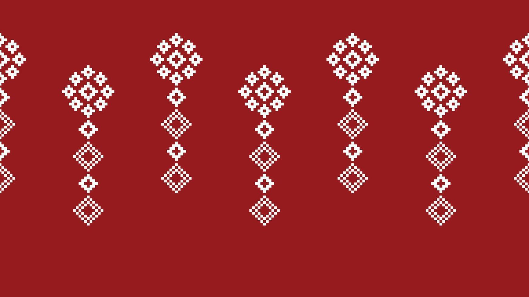 traditionell ethnisch Motive Ikat geometrisch Stoff Muster Kreuz Stich.ikat Stickerei ethnisch orientalisch Pixel rot Hintergrund. abstrakt, vektor, illustration. Textur, Weihnachten, Dekoration, Tapete. vektor