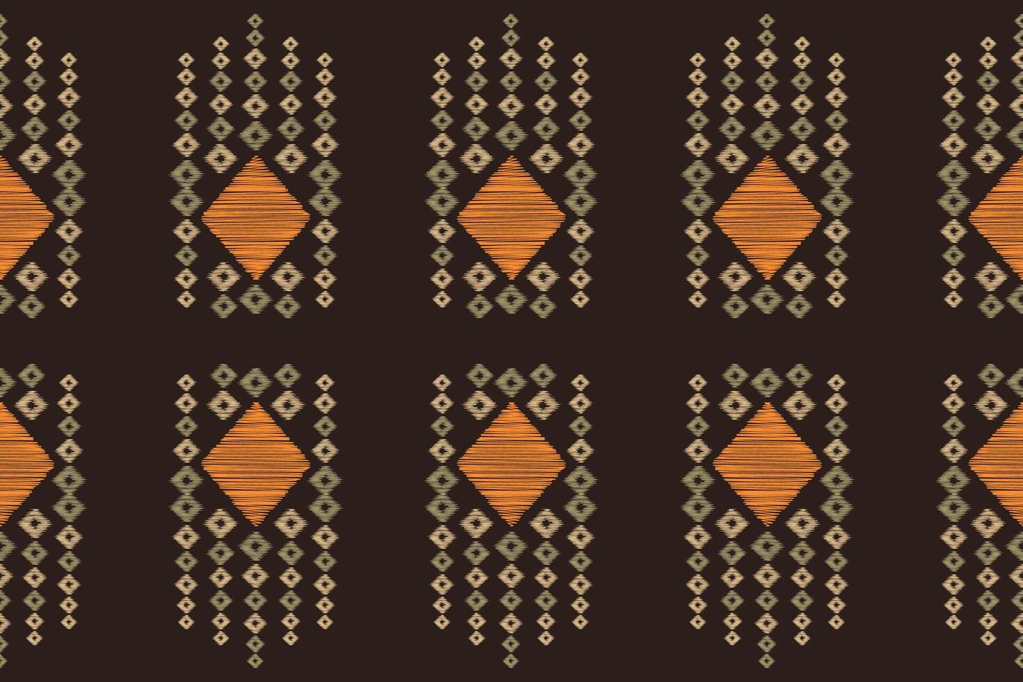 traditionell ethnisch Ikat Motiv Stoff Muster geometrisch Stil.afrikanisch Ikat Stickerei ethnisch orientalisch Muster braun Hintergrund Hintergrund. abstrakt, Vektor, Illustration. Textur, Rahmen, Dekoration. vektor