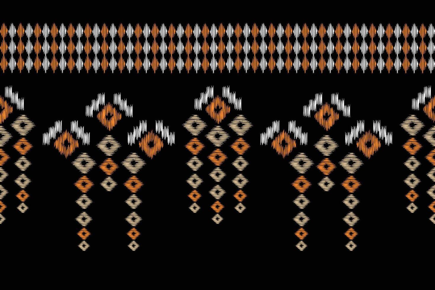 traditionell ethnisch Ikat Motiv Stoff Muster geometrisch Stil.afrikanisch Ikat Stickerei ethnisch orientalisch Muster schwarz Hintergrund Hintergrund. abstrakt, Vektor, Illustration. Textur, Rahmen, Dekoration. vektor