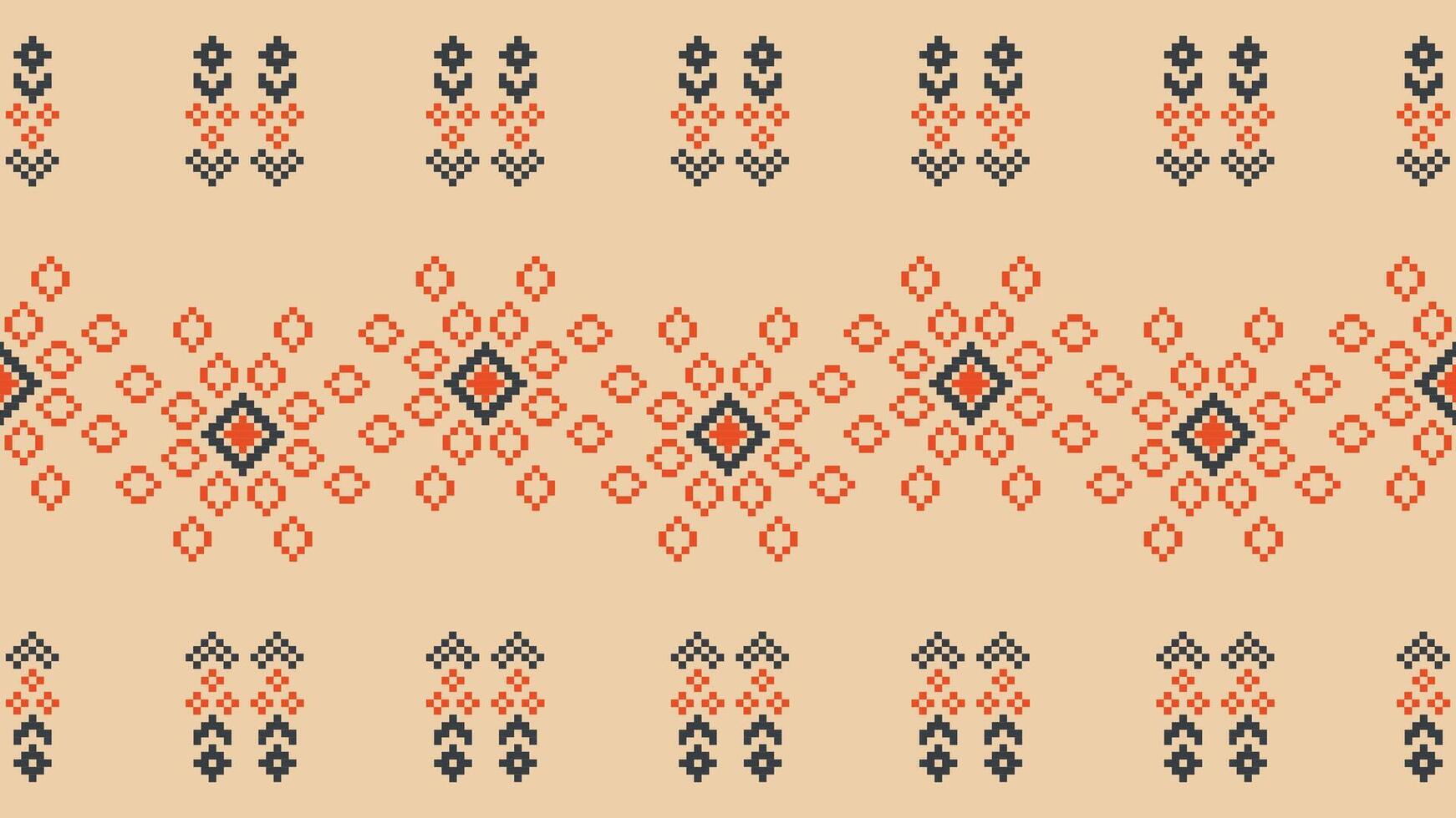 traditionell etnisk motiv ikat geometrisk tyg mönster korsa stitch.ikat broderi etnisk orientalisk pixel brun grädde bakgrund. abstrakt, vektor, illustration. textur, halsduk, dekoration, tapeter. vektor