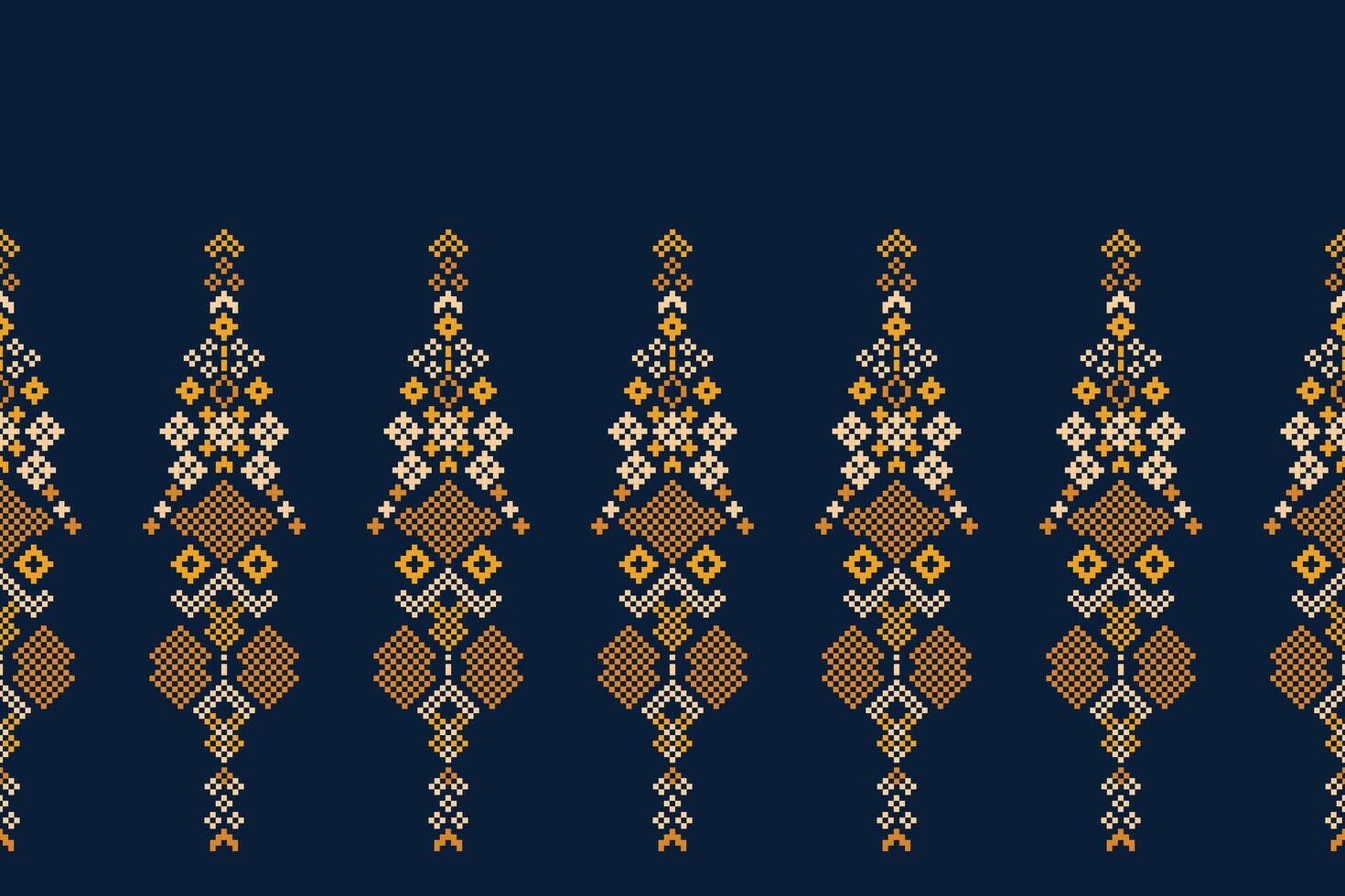 traditionell etnisk motiv ikat geometrisk tyg mönster korsa stitch.ikat broderi etnisk orientalisk pixel Marin blå bakgrund. abstrakt, vektor, illustration. textur, halsduk, dekoration, tapeter. vektor