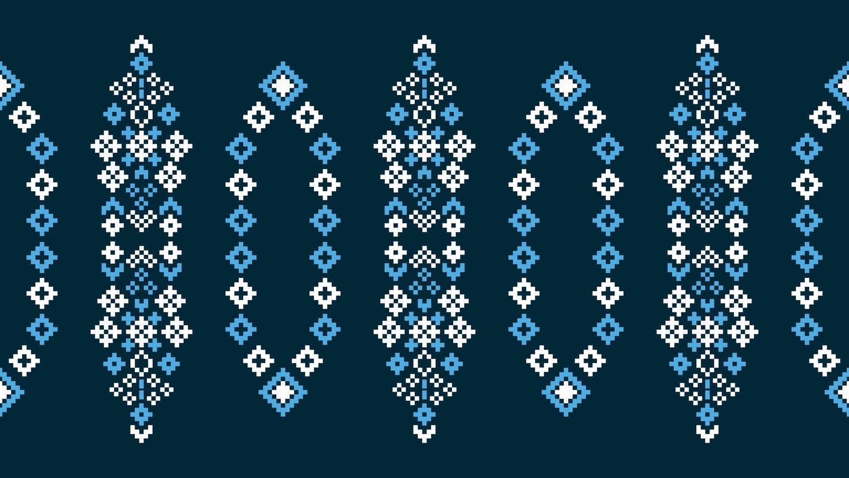 traditionell ethnisch Motive Ikat geometrisch Stoff Muster Kreuz Stich.ikat Stickerei ethnisch orientalisch Pixel Marine Blau Hintergrund. abstrakt, vektor, illustration. Textur, Schal, Dekoration, Tapete. vektor