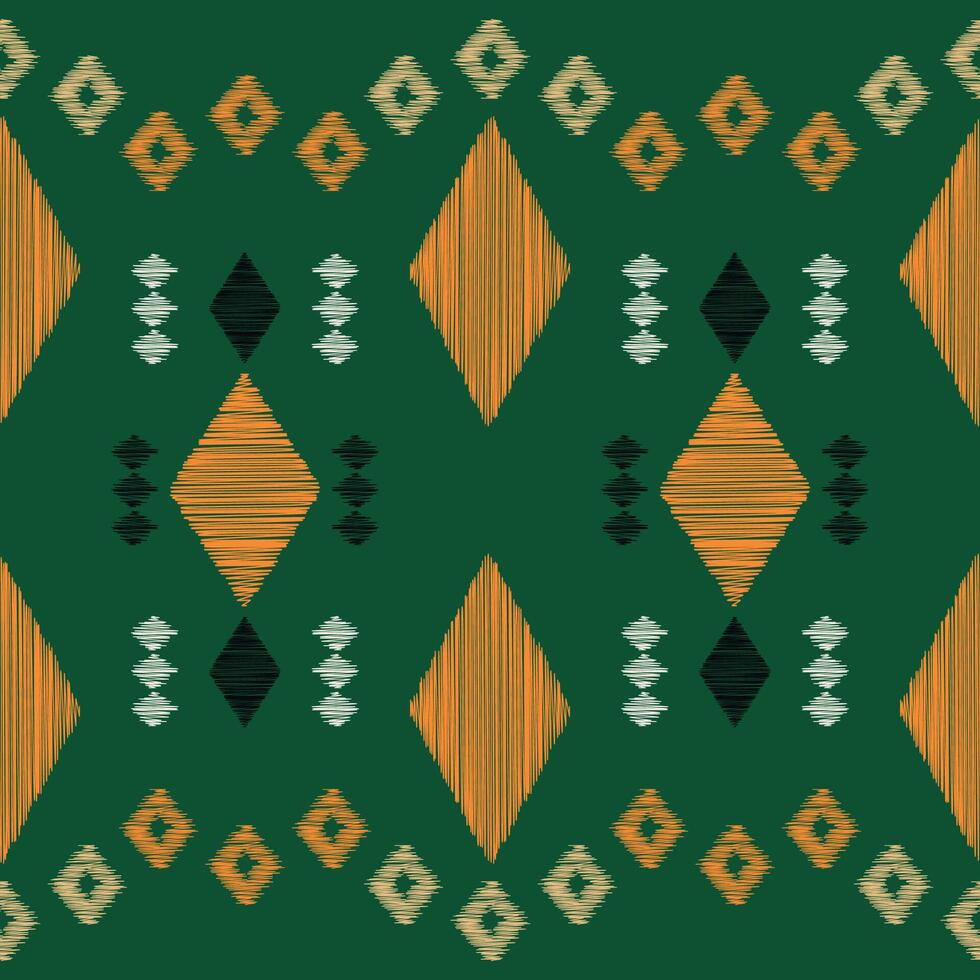 traditionell ethnisch Ikat Motiv Stoff Muster Hintergrund geometrisch .afrikanisch Ikat Stickerei ethnisch orientalisch Muster Grün Hintergrund Hintergrund. abstrakt, Vektor, Illustration. Textur, Rahmen, Dekoration. vektor