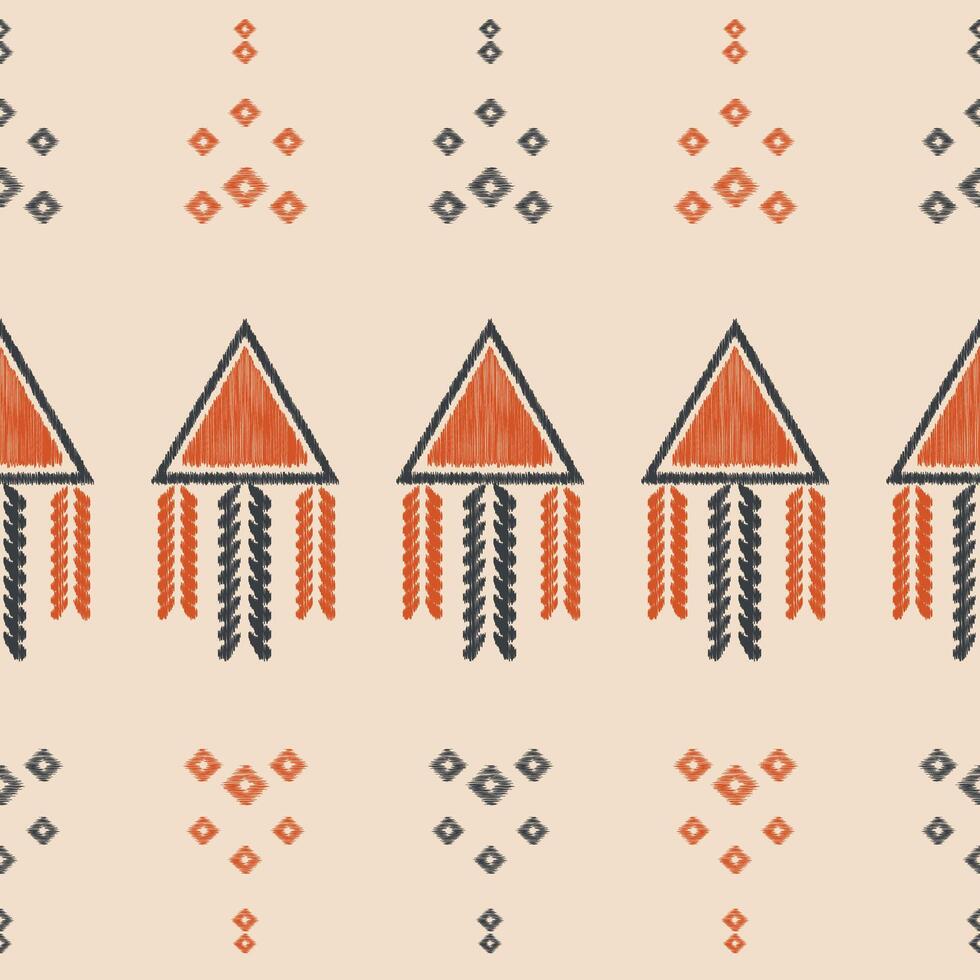 traditionell etnisk ikat motiv tyg mönster bakgrund geometrisk .afrikansk ikat broderi etnisk mönster brun grädde bakgrund tapet. abstrakt, vektor, illustration.texture, ram, dekoration. vektor