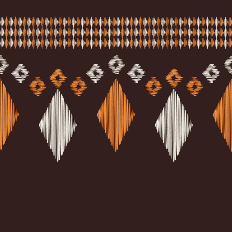 traditionell ethnisch Ikat Motiv Stoff Muster Hintergrund geometrisch .afrikanisch Ikat Stickerei ethnisch orientalisch Muster braun Hintergrund Hintergrund. abstrakt, Vektor, Illustration. Textur, Rahmen, Dekoration. vektor