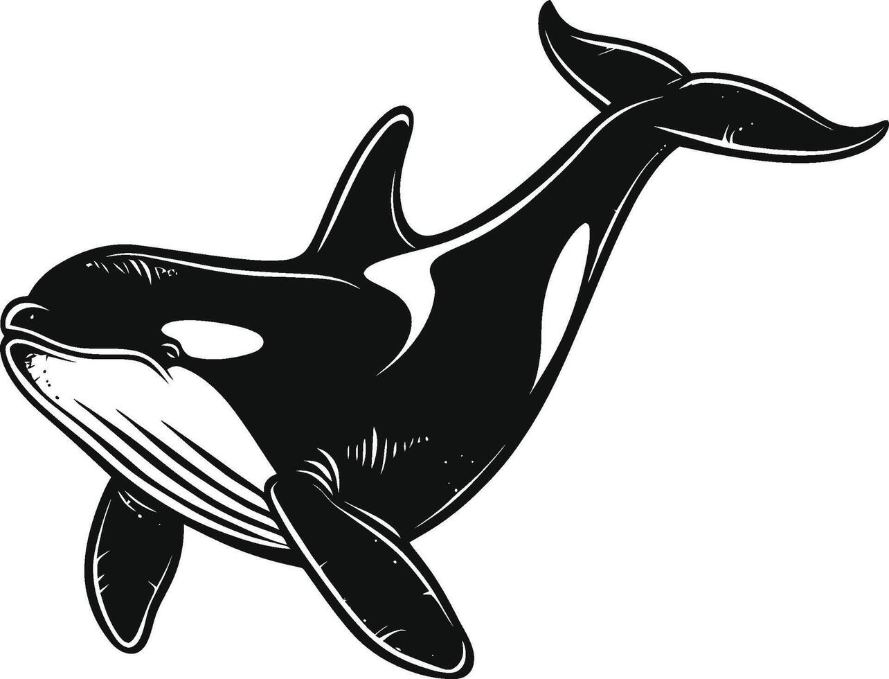 ai generiert Silhouette das Orca oder Mörder Wal schwarz Farbe nur vektor